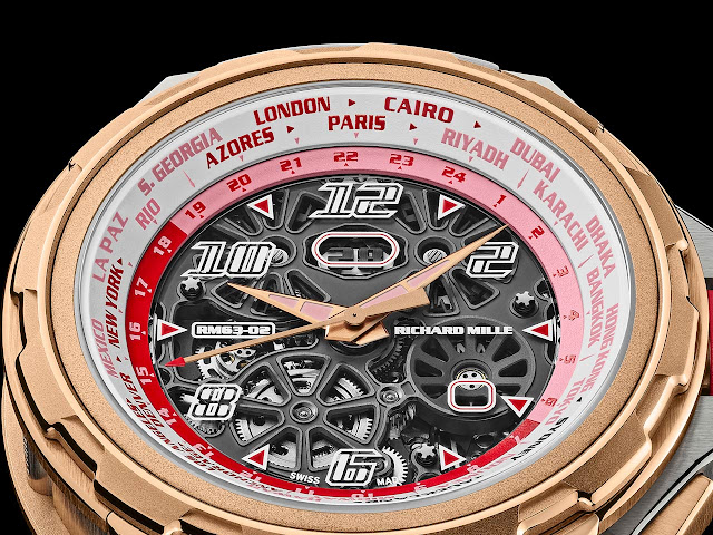 Richard Mille RM 63-02 Automatic Worldtimer in red gold and titanium